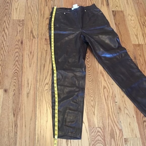 Escada Brown Leather Pants - Picture 7 of 8